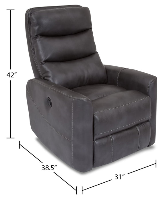 Fauteuil berçant et pivotant à inclinaison électrique Quinn de Cindy Crawford Home de 31 po en tissu d’apparence cuir - gris