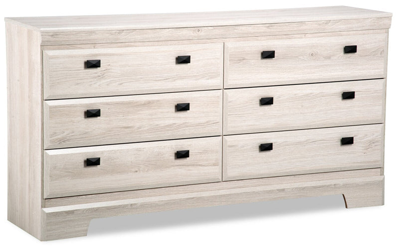 Commode Yorkdale de 61,4 po (L) x 32,3 po (H) à 6 tiroirs pour la chambre à coucher, fabriquée au Canada - blanche