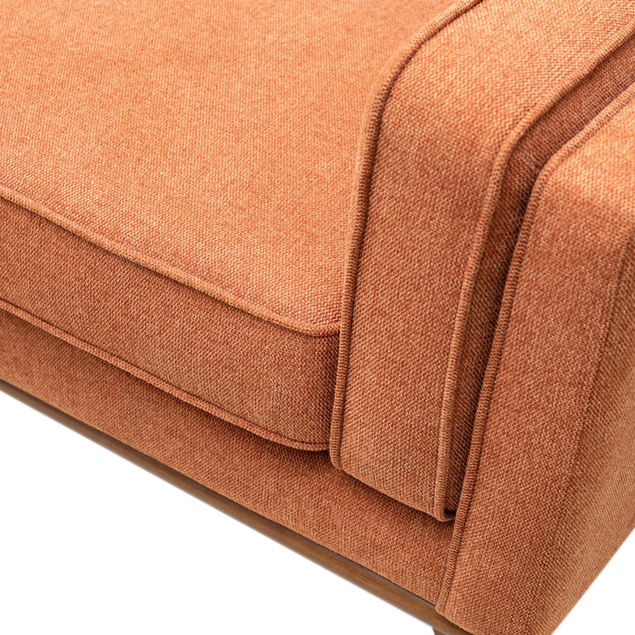 Sofa Kassia de Kort & Co. de 80 po de format condo en tissu d’apparence lin avec base et pattes en bois - orange