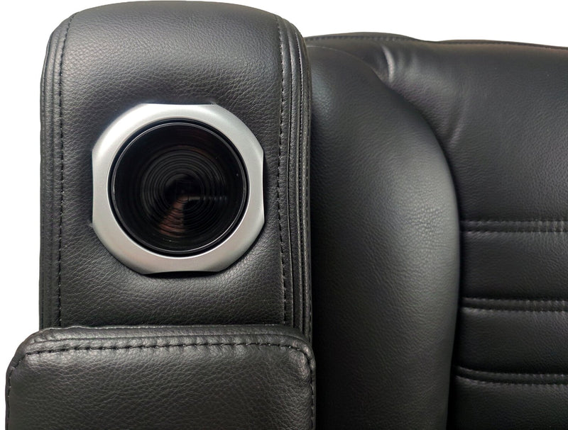 Fauteuil de massage à inclinaison électrique Zen de 40 po en tissu d’apparence cuir avec appuie-tête électrique et siège chauffant - noir