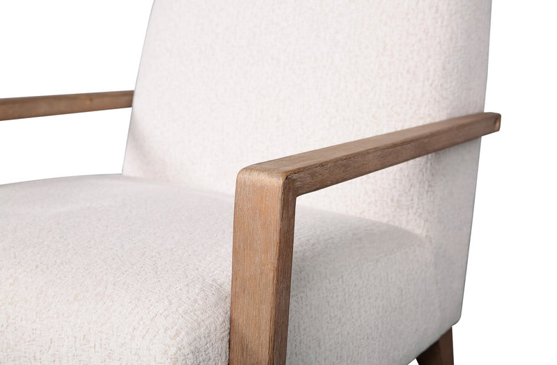 Fauteuil d’appoint Adley 28 po en tissu de chenille avec accoudoirs et pattes en bois - blanc albâtre