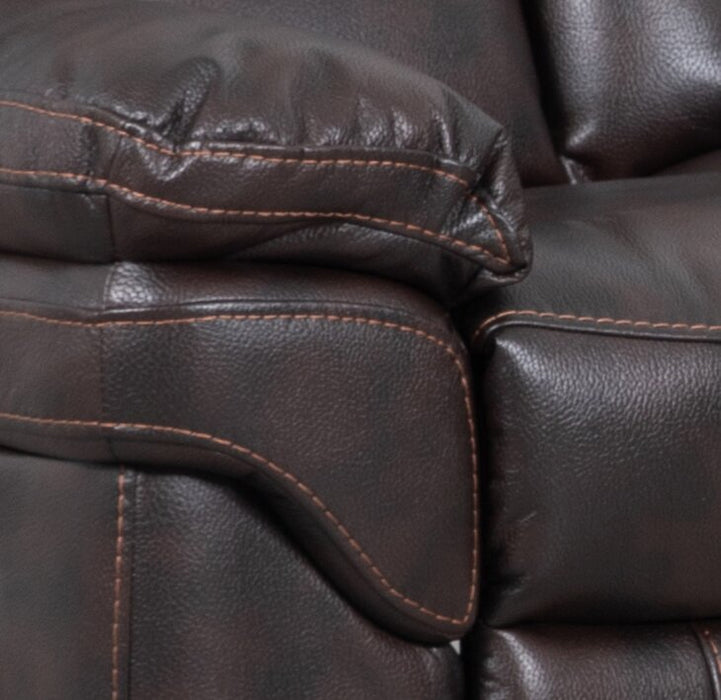 Sofa sectionnel inclinable Leo 5 pièces en tissu d’apparence cuir avec fauteuil inclinable sans accoudoirs - brun noyer