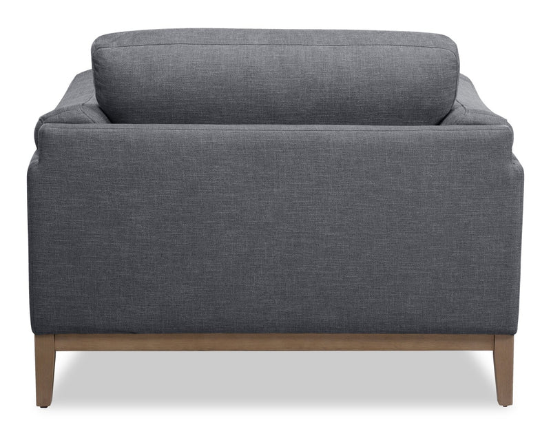 Fauteuil Valley de 44 po en tissu avec base et pattes en hévéa - étain