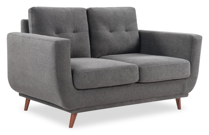 Causeuse Cosmo de 57 po en tissu avec coussins de dossier capitonnés - anthracite