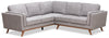 Sofa sectionnel Kassia de Kort & Co. 2 pièces en tissu d’apparence lin avec base et pattes en bois - gris