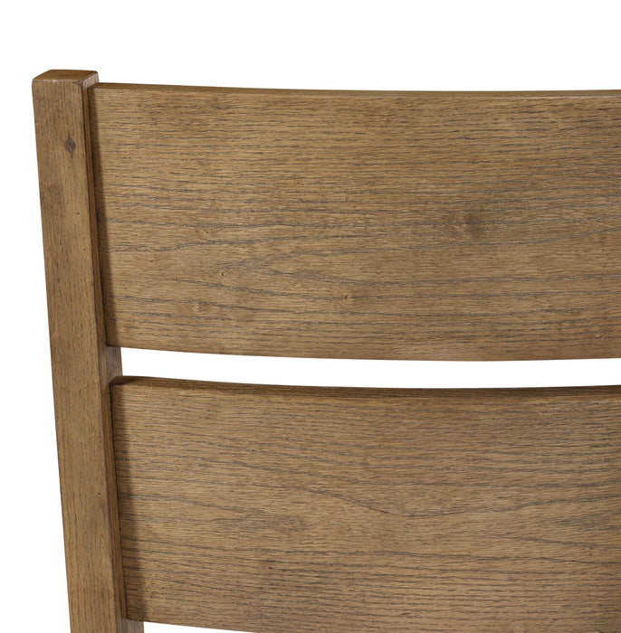 Chaise de salle à manger Lotus en tissu de polyester et bois avec dossier à lattes - naturelle