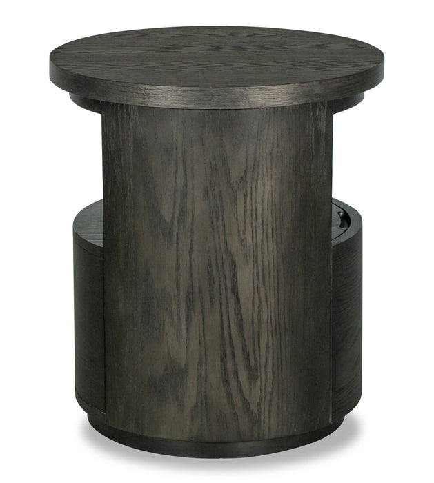 Table de bout moderne ronde Eldon de 22 po en bois massif avec rangement - grain de café