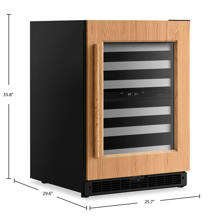 Refroidisseur à vin sous le comptoir KitchenAid de 24 po avec extension complète – panneau personnalisable - KUWR324SPA
