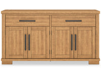  Desserte de salle à manger Archer de 66 po (L) avec 2 tiroirs, 4 portes et tablettes réglables - brun clair