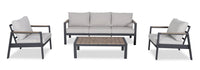  Ensemble Tuscany 4 pièces pour la terrasse à l’extérieur avec sofa, 2 fauteuils et table à café - métal - beige et noir