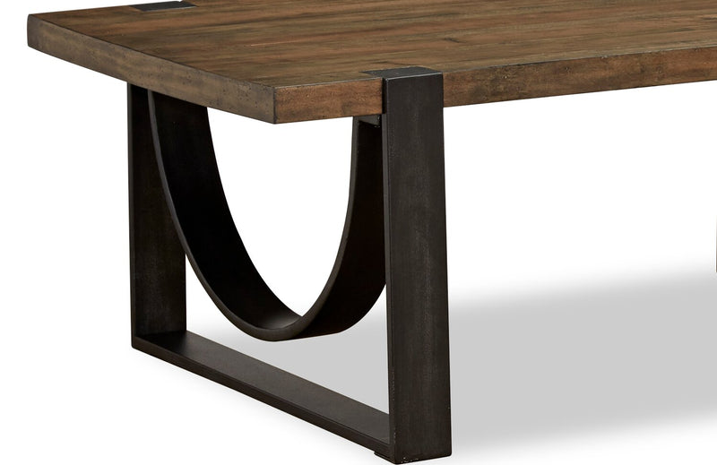 Table à café industrielle Brewer de 50 po en bois massif - miel rustique