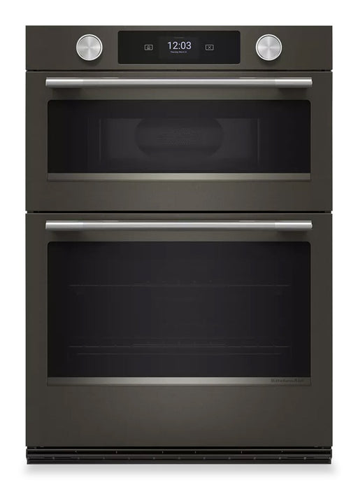 Four mural combiné intelligent électrique KitchenAid de 30 po avec caméra de cuisson – minerai noir - KOEC930SBE