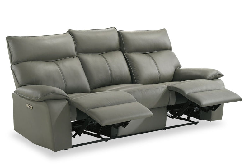 Sofa à inclinaison électrique Matteo de 88 po en cuir véritable - gris Aviarah