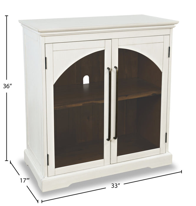 Armoire décorative Twyla en bois massif avec portes arquées - blanche