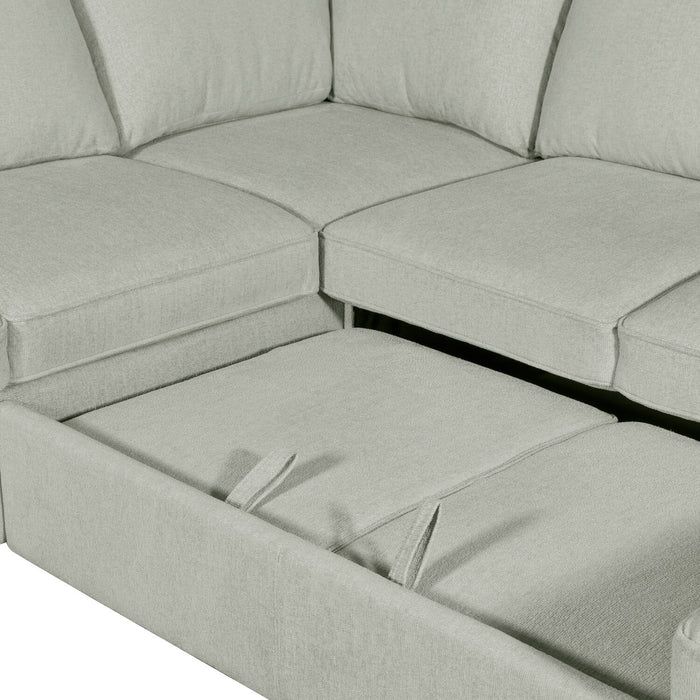 Sofa-lit sectionnel de gauche Haven de Scott Living 4 pièces en tissu de chenille avec fauteuil long de rangement - bleu écume de mer