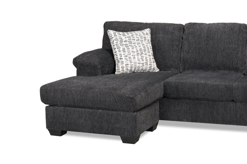 Sofa sectionnel en U de droite Morgan 3 pièces fabriqué au Canada en tissu de chenille avec coussins décoratifs - gris