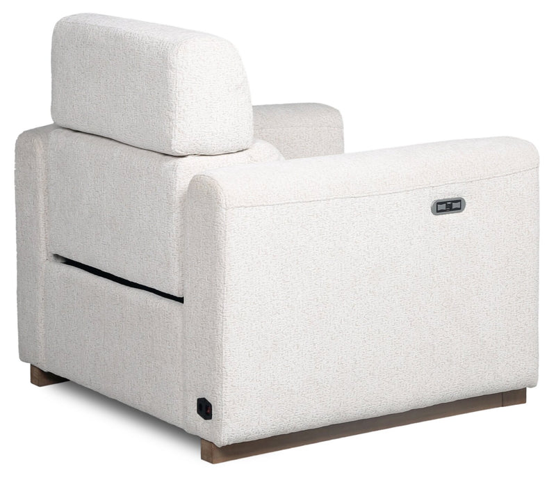 Fauteuil à inclinaison électrique Sable de 38 po en tissu de chenille avec appuie-tête électrique et port USB - blanc albâtre