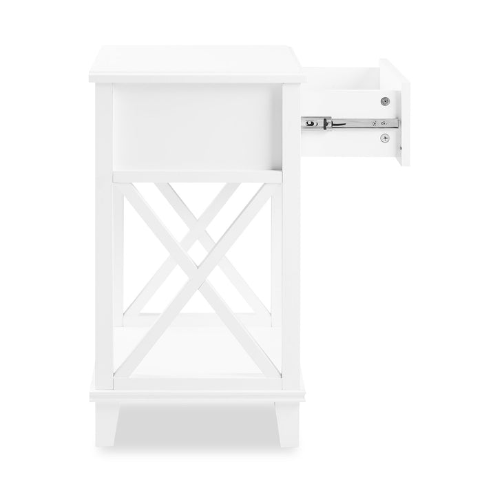 Table de nuit Elle de 18 po (l) x 25,75 po (H) à 1 tiroir - blanche