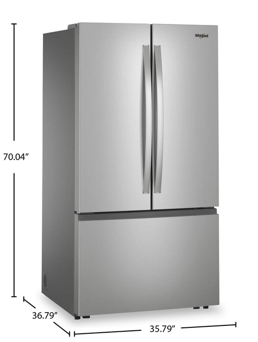 Réfrigérateur Whirlpool de 36 po et de 31 pi3 à portes françaises avec machine à glaçons - acier inoxydable - WRFF3136SZ