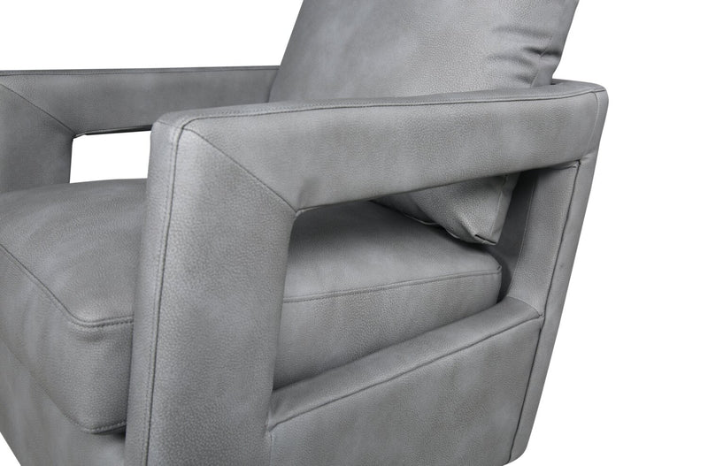 Fauteuil d’appoint pivotant Ever de 28 po en tissu d’apparence cuir - gris