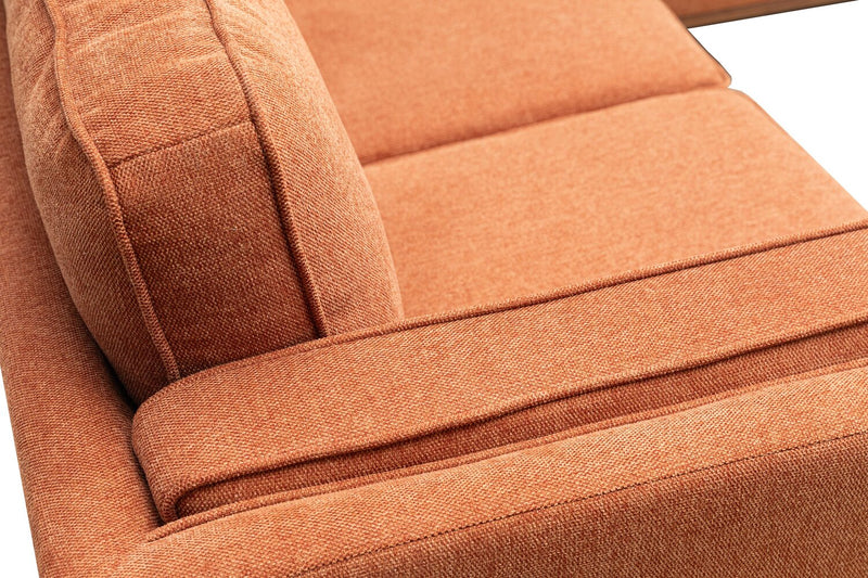 Sofa sectionnel Kassia de Kort & Co. 2 pièces en tissu d’apparence lin avec base et pattes en bois - orange