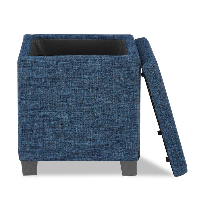 Pouf de rangement carré Ottawa de 14,75 po en tissu - bleu marine