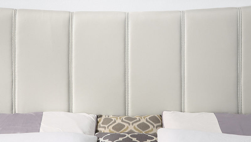 Lit plateforme rembourré Paseo en tissu de cuir végétalien taupe - format lit double