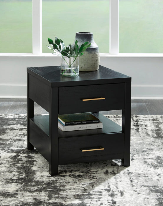 Table de bout contemporaine Julian de 22 po avec rangement et ports USB - noire