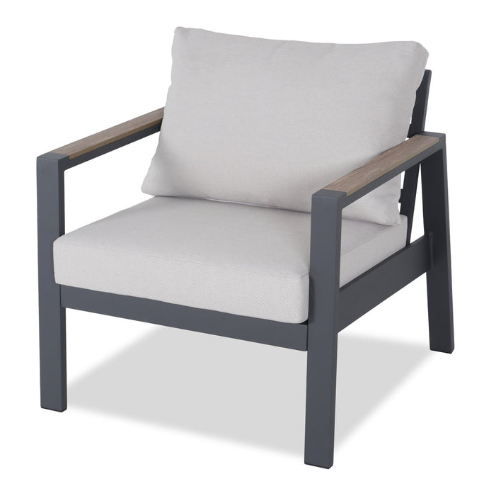 Ensemble Tuscany 4 pièces pour la terrasse à l’extérieur avec sofa, 2 fauteuils et table à café - métal - beige et noir