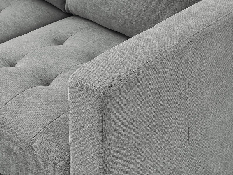 Causeuse Metro de 57 po en tissu avec coussins de siège capitonnés et coussins de dossier réversibles - grise