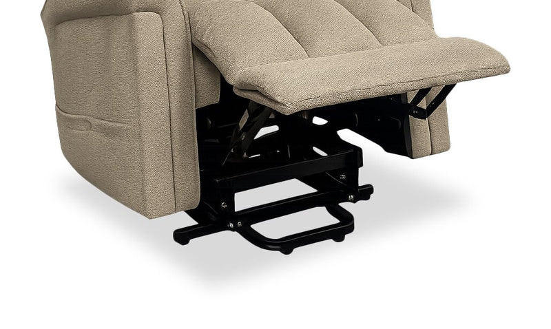 Fauteuil basculeur à inclinaison électrique Linton de 35.5 po en tissu d’apparence lin - champignon 