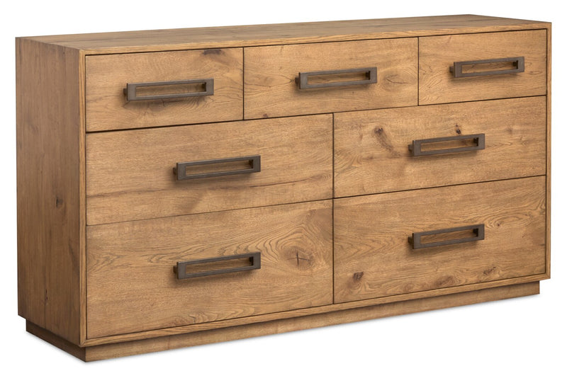 Commode Henri de Scott Living de 64 po (L) x 34 po (H) à 7 tiroirs en bois pour la chambre à coucher - brune