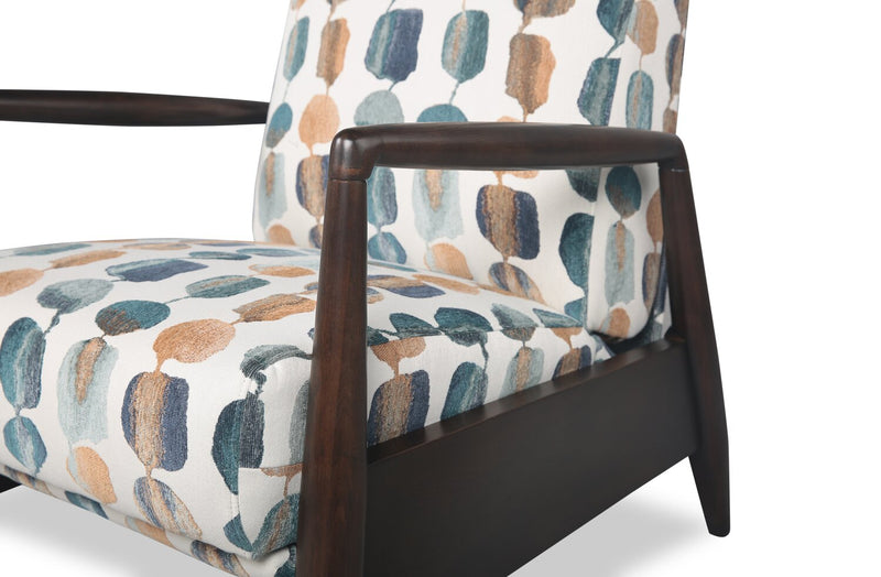Fauteuil d’appoint à inclinaison par poussée Raven de 28,5 po en tissu de chenille - bleu sarcelle multicolore