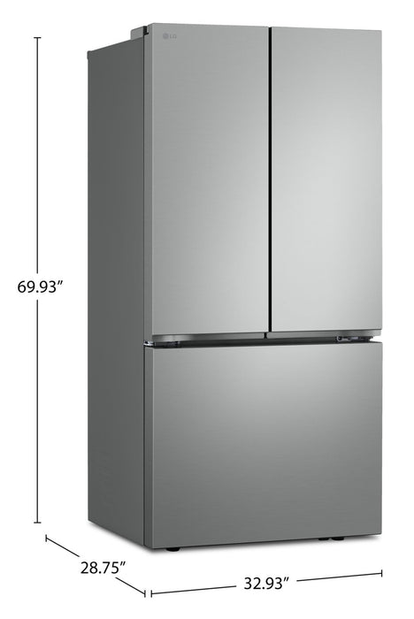 Réfrigérateur 3 portes LG de 21 pi3 et de 33 po à portes françaises - couleur argent Prime - LF21C6000V