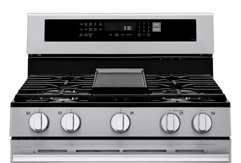 Cuisinière intelligente à gaz LG de 6,3 pi3 avec friture à air - acier inoxydable résistant aux traces de doigts - LRGN6325X