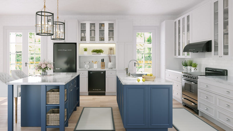 Lave-vaisselle Classic Rétro par Unique de 24 po et de 45 dBA avec commandes sur le dessus - noir minuit - UGP-24CR DW B