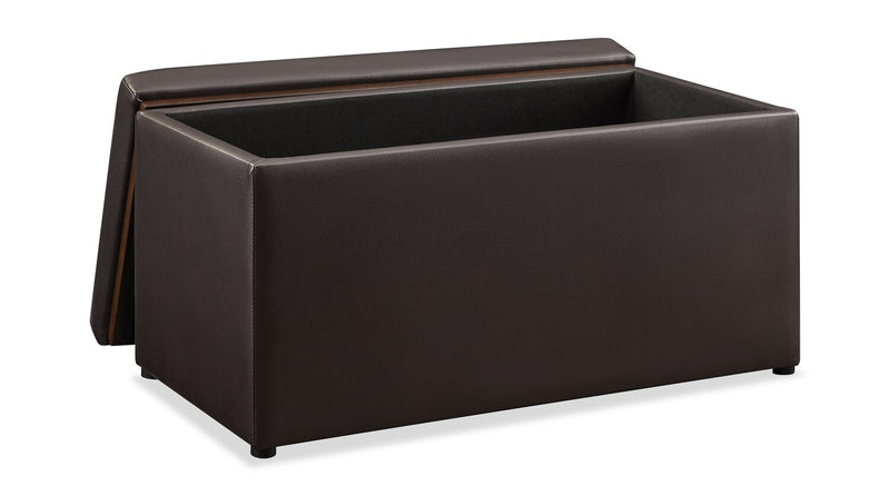 Pouf de rangement Edmonton de 32 po en similicuir - espresso