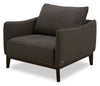 Fauteuil Gena de Cindy Crawford Home de 38,5 po en tissu d’apparence lin avec coussin de dossier amovible - gris anthracite