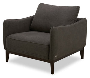 Fauteuil Gena de Cindy Crawford Home de 38,5 po en tissu d’apparence lin avec coussin de dossier amovible - gris anthracite