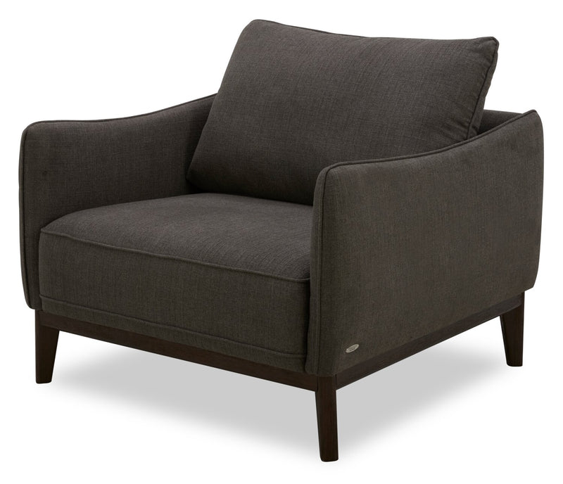Fauteuil Gena de Cindy Crawford Home de 38,5 po en tissu d’apparence lin avec coussin de dossier amovible - gris anthracite