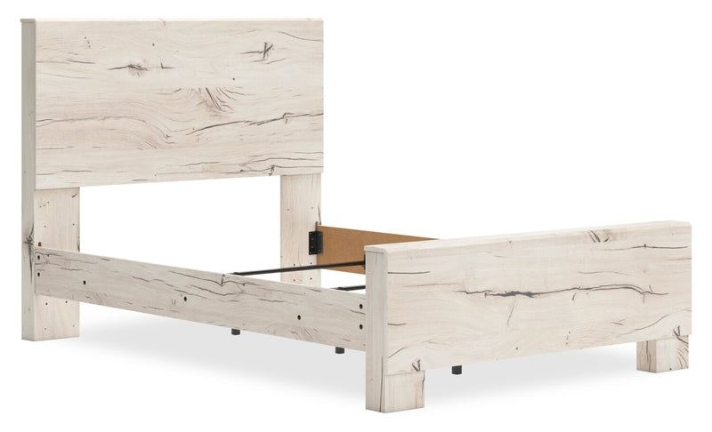 Lit à panneaux Derekson avec tête de lit et cadre de lit, blanc rustique - format lit double
