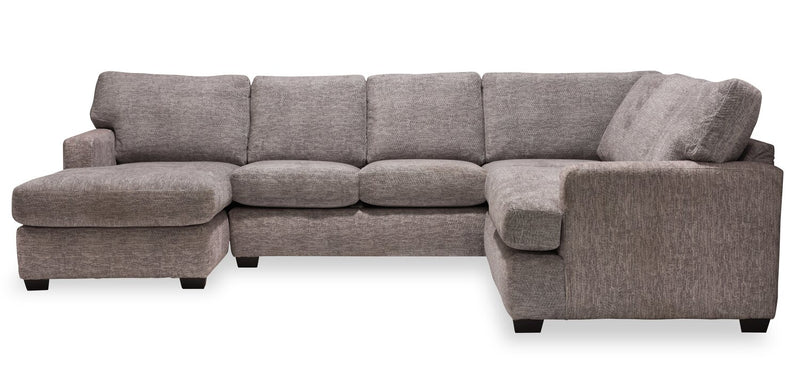 Sofa sectionnel de gauche Luxe 3 pièces fabriqué au Canada en tissu avec coussins amovibles - gris colombe Zaftig