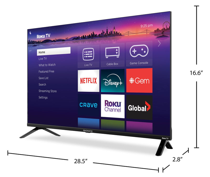 Téléviseur intelligent QLED MAGNAVOX MRTQ FHD de 32 po avec boîtes quantiques et Roku TVMC (MRTQ3206)