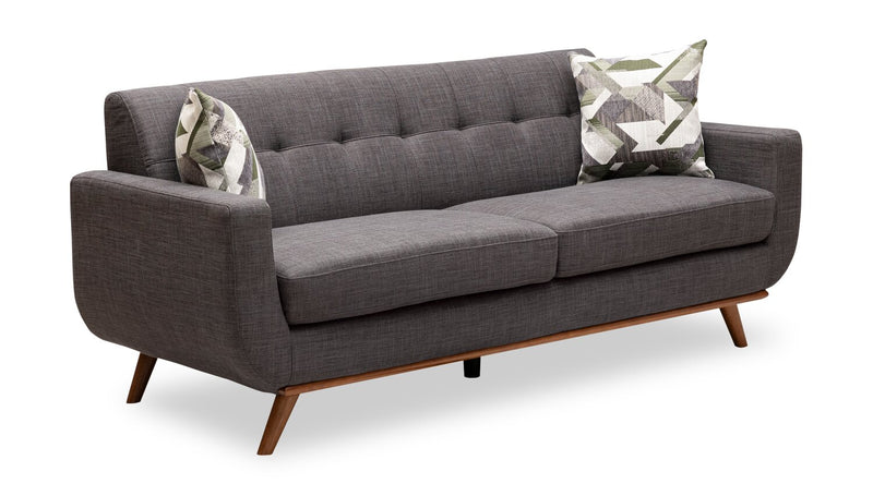 Sofa Freeman de Kort & Co. de 80 po de format condo en tissu d’apparence lin avec base et pattes en bois - gris anthracite