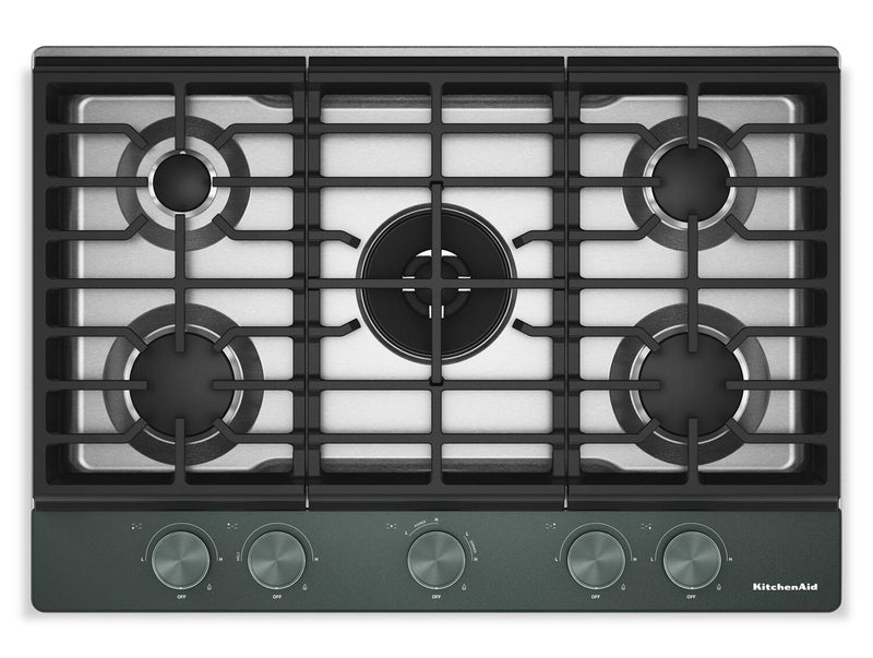 Surface de cuisson KitchenAid au gaz sur métal avec fini CookShield - minerai noir - KCGK730SJP