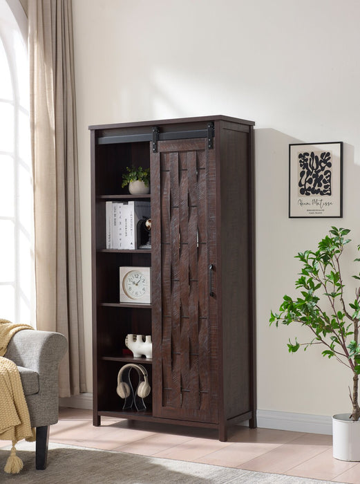 Armoire décorative de rangement Sienna de 33,5 po avec porte coulissante - chêne foncé