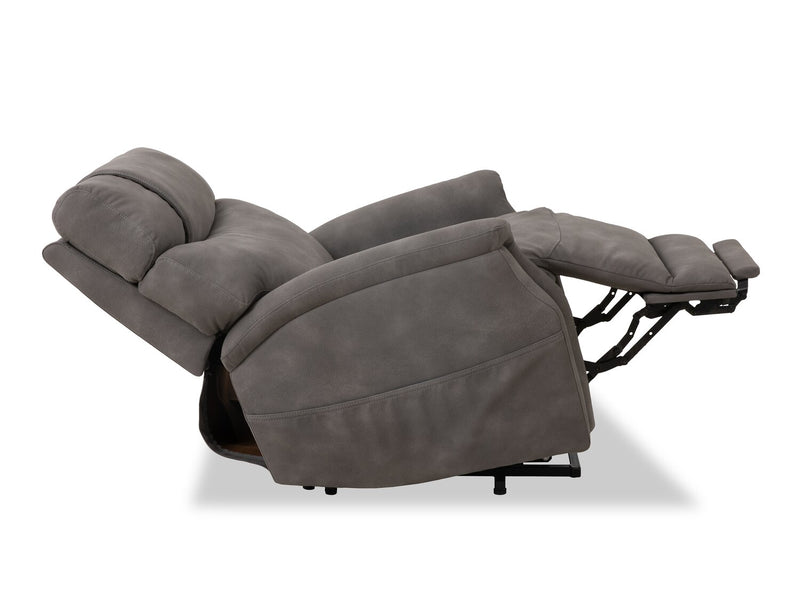 Fauteuil basculeur à inclinaison électrique Claire de 34 po en tissu d’apparence cuir - gris anthracite 