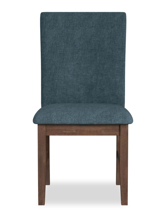 Chaise de salle à manger Rain avec siège et dossier rembourrés en tissu - bleue
