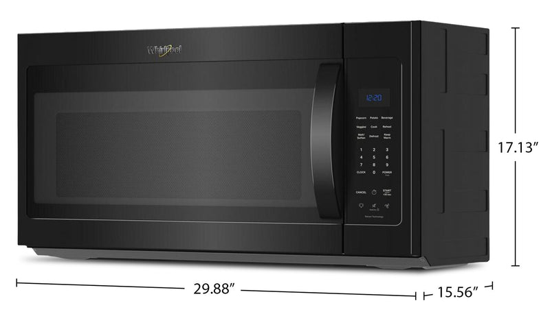 Four à micro-ondes à hotte intégrée Whirlpool de 1,9 pi³ avec cuisson par capteur - noir - YWMMS3230SB