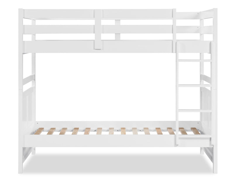 Lits superposés Quinn pour enfants avec échelle et garde-corps, blancs - simple et simple